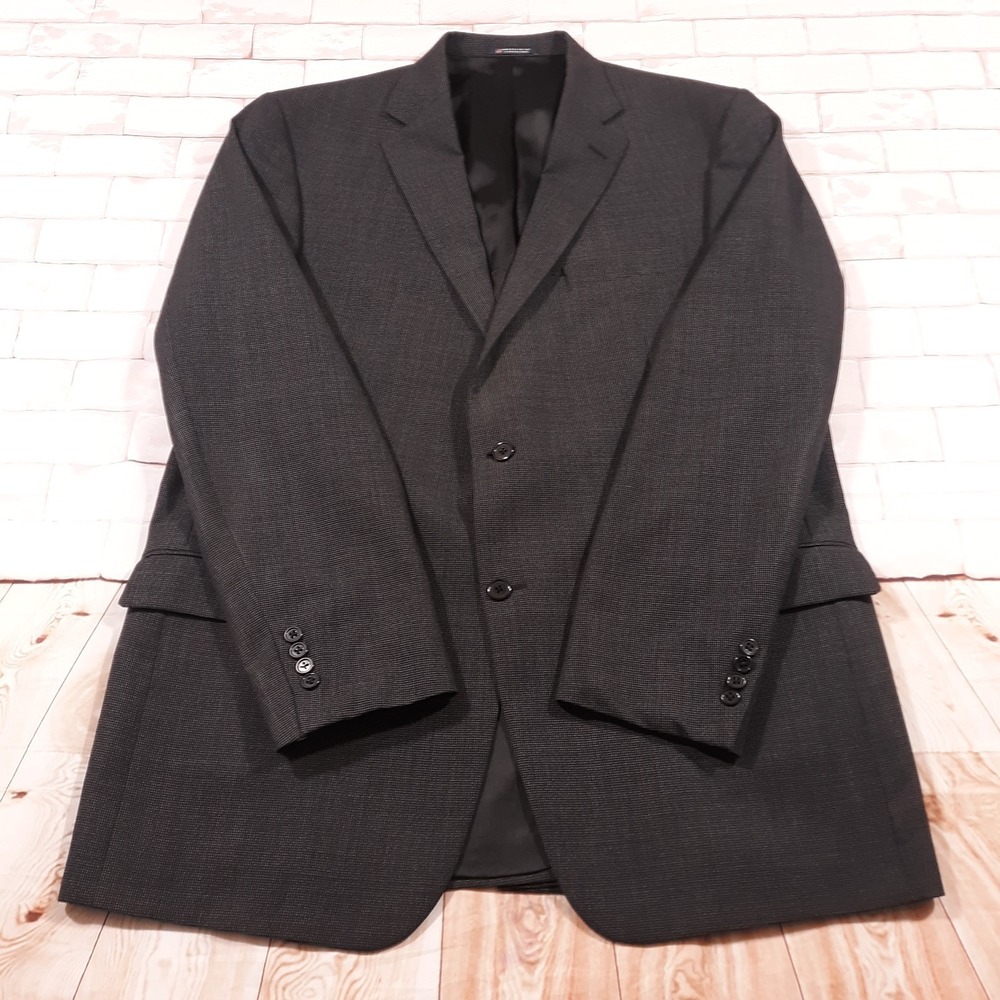 Hart Schaffner Marx Wool Suit Jacket Mens 46 L Black Chicago Dillard's